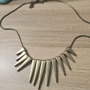 Express Gold Tone Spike Bib Y2k Necklace